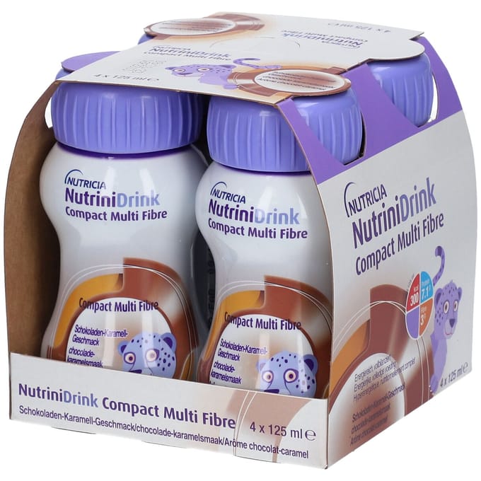 NutriniDrink Compact Multi Fibre Chocolade - Karamel 4x125 Vloeistof