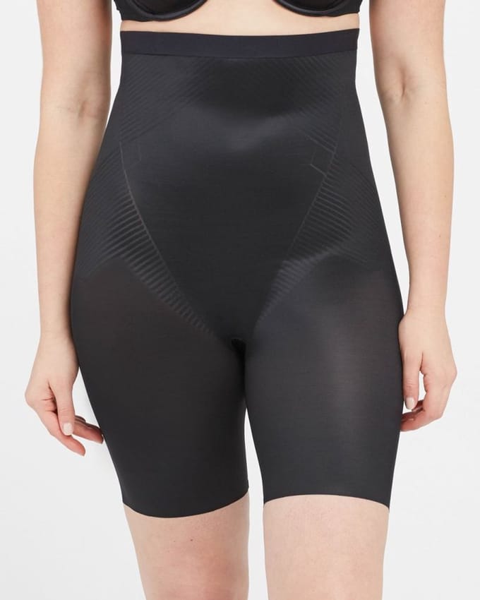 Spanx - Maat S - Thistincts 2.0 High Waisted Mid Thigh Short - Zwart