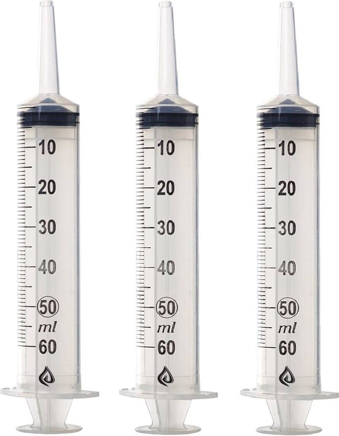 Spuit 50/60ml - 3 delig - Per Stuk Verpakt - 3stuks