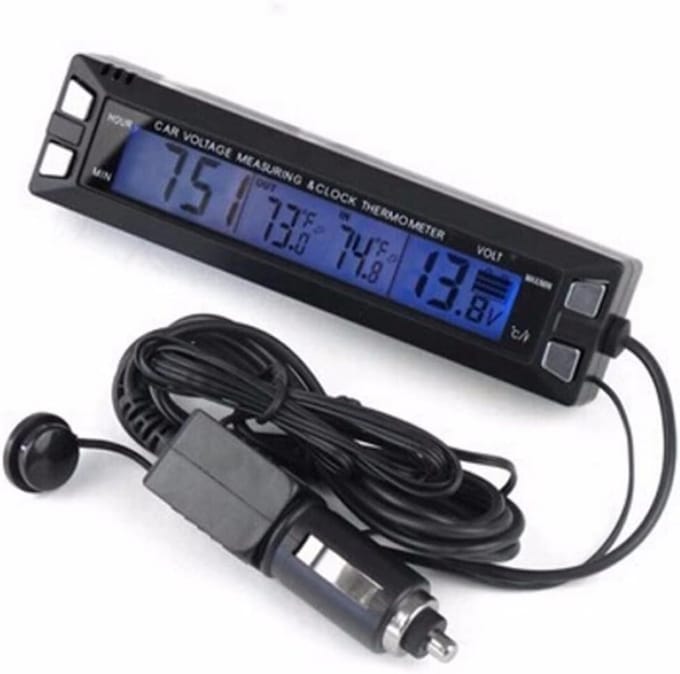 Digitale Auto Klok met Temperatuurmeter en Voltmeter