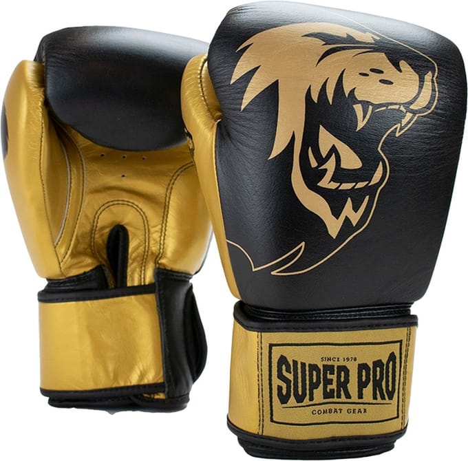 Super Pro Combat Gear Undisputed Bokszakhandschoenen Leder Zwart/Goud Medium