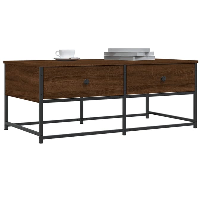 vidaXL - Salontafel - 100x51x40 - cm - bewerkt - hout - bruin - eikenkleur