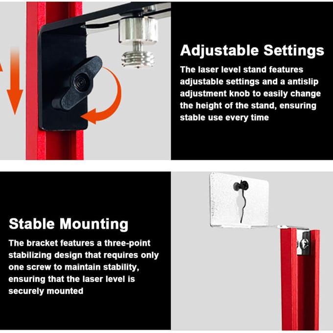 Stabiele montage Aluminiumlegering constructie Verstelbare laserwaterpasbeugel met universele adapter 600mm
