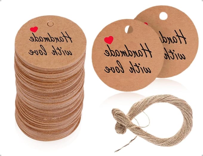 Dailygoods - Set van 100 Kraftpapieren Labels met Jute Koord