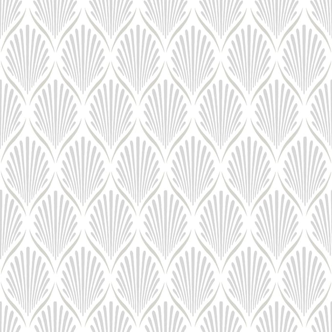Duro Vliesbehang 681-01 - Blommor & Blad - Art Deco Wit - 53cm x 10.05m