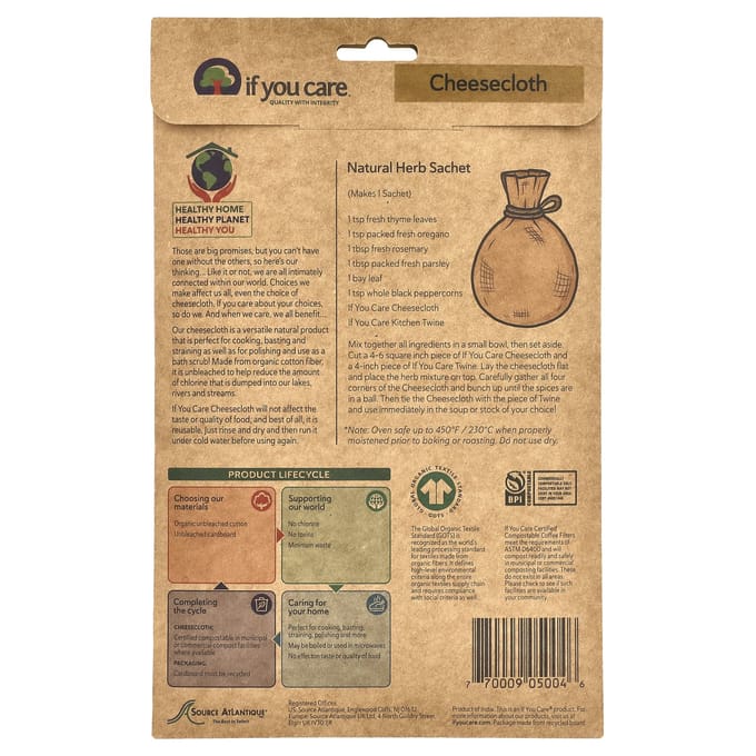 Étamine biologique non blanchie, 2 mètres carrés beige