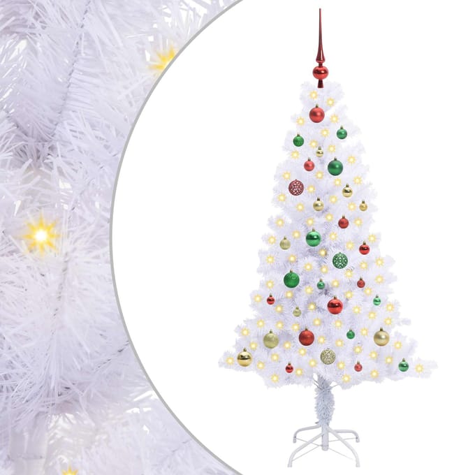 vidaXL - Kunstkerstboom - met - 150 - LED - Wit - 150 - cm - PVC - en - Staal