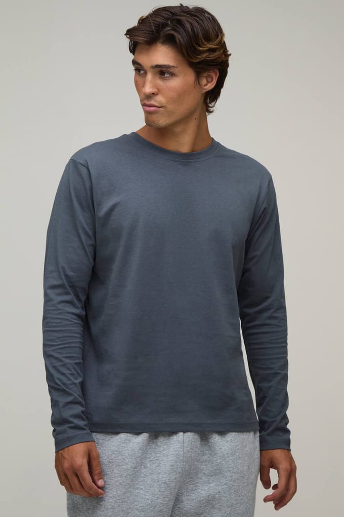 Essentieel Regular Fit T-shirt Met Lange Mouwen | Slate | Size Medium