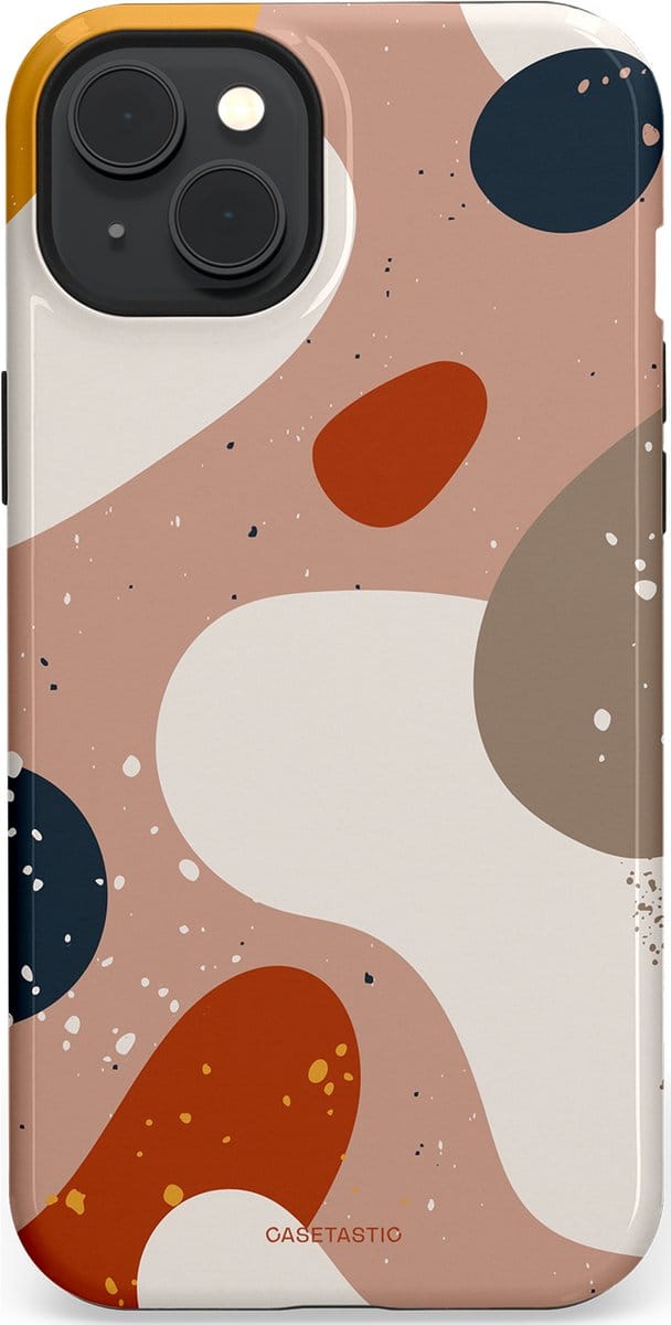 Casetastic hoesje geschikt voor Apple iPhone 15 Plus - MagSafe - Dubbellaagse bescherming - Terravibe - Fashion Case - Perzik Lichtgrijs Taupe Okergeel