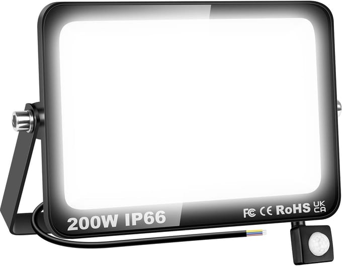 200W LED Schijnwerper met Bewegingssensor - 20000 Lumen en Waterdicht IP66 voor Buitenverlichting