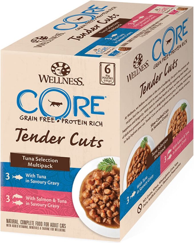 8x Wellness Core Kattenvoer Tender Cuts Selection 6-pack Tonijn 6 x 85 gr
