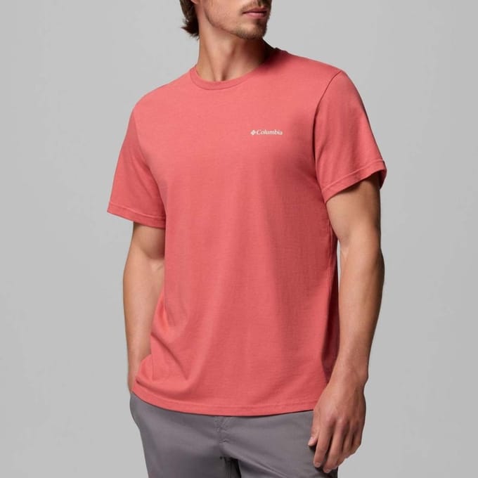 Columbia CSC™ Outdoor Back Graphic Tee Heren Outdoorshirt - Washed Red, Shining Landscape
