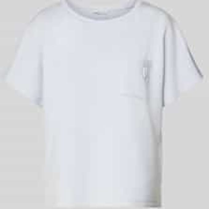 Tom Tailor - Losvallend scuba T-shirt met borstzak - Maat XL - soft dusty blue