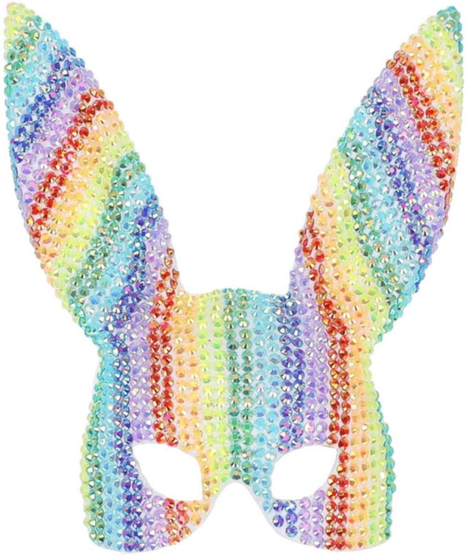 Fever - Deluxe Rainbow Jewel Studded Bunny Masker - Regenboog