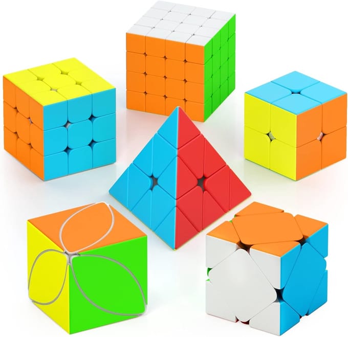 Speed Cube Set - Puzzel Kubussen - Mentale Training - Stickerloos Ontwerp - 6 Stuks Set - Groen
