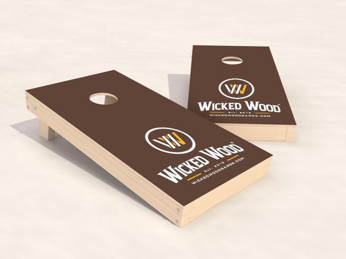 Officiële CORNHOLE SET (2 boards & 2x4 bags) - DIRECT UV PRINT - 90X60CM - Bruin