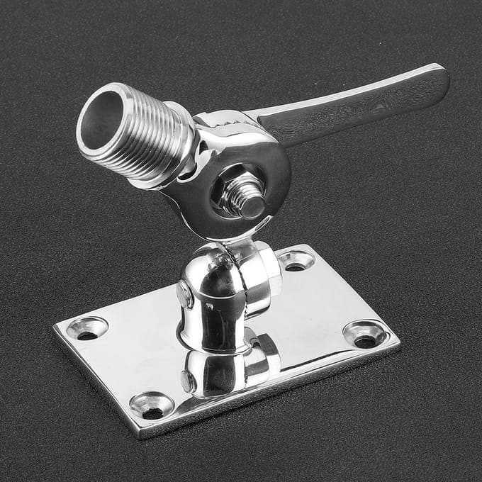 Support d'antenne VHF en acier inoxydable, support à cliquet, double axe, base de fixation réglable pour bateau marin 1 14 po white