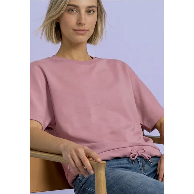 Shirt met ronde hals in Silk-Look
