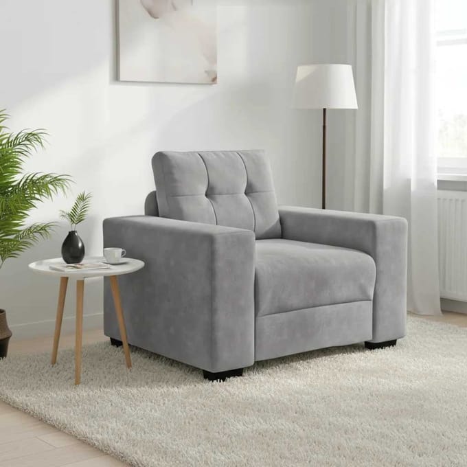 vidaXL - Fauteuil - 100x78x80 - cm - fluweel - lichtgrijs