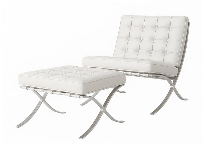 Oslo Chair + Hocker - Wit - Fauteuil - Stoel - Luxe Variant
