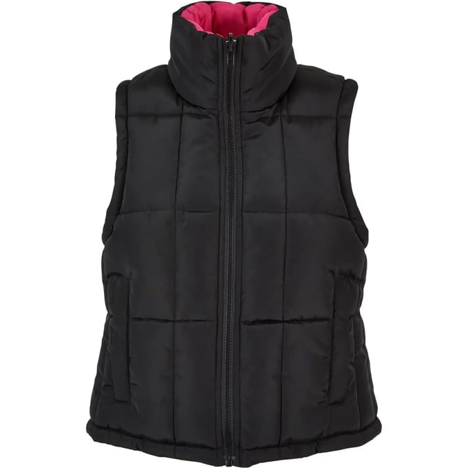 Urban Classics - Reversible Cropped Puffer Mouwloos jacket - S - Zwart