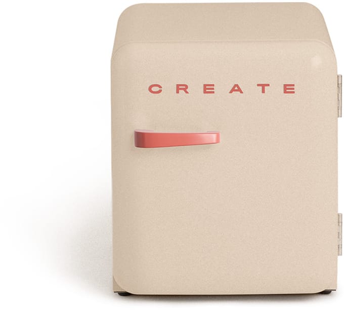 CREATE - Koelkast in retrostijl - Zand - Handvat Terracotta - FRIDGE RETRO 48L