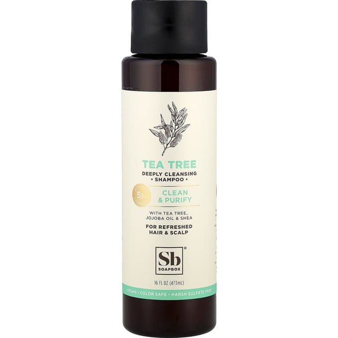 Soapbox, Tea Tree Shampoo, Clean & Purify, 16 fl oz (473 ml) white