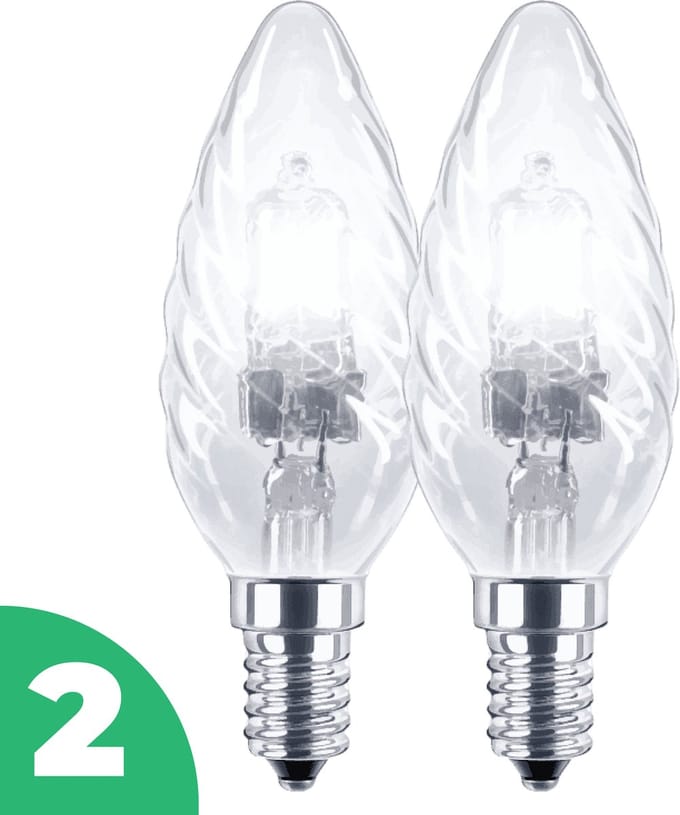 Halogeenlamp E14 - 30W (40W) - Warm Wit Licht - Dimbaar - 2 stuks