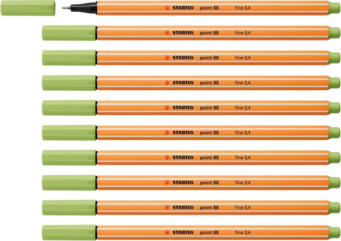 STABILO point 88 - Premium Fineliner - Fine 0,4 mm – Pistache Groen – Doos 10 stuks