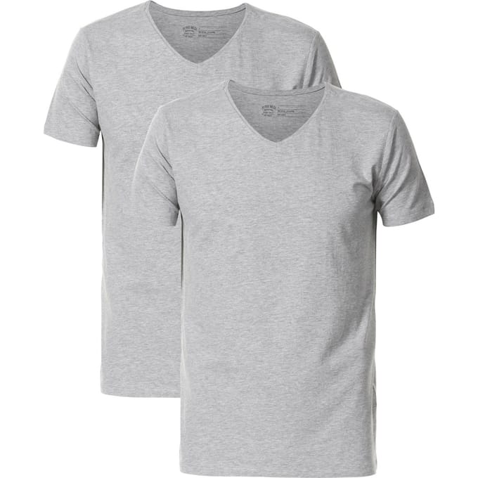 Petrol Industries Heren T-Shirts 2-Pack - V-Hals - Katoen - Regular Fit - Basic Tshirt Set Korte Mouwen - Ondershirt - Multipack van 2 stuks - Zwart - Maat M