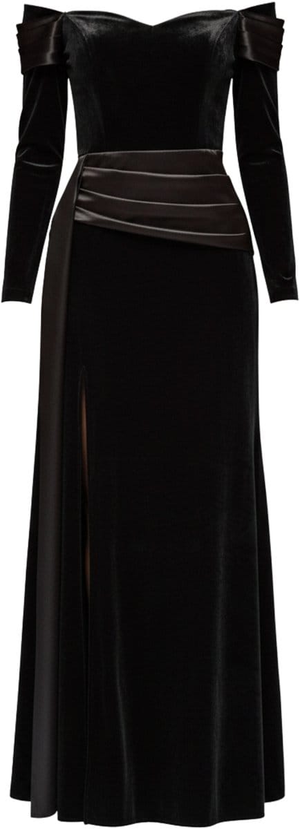 LARICA Jurk - Lange Mouw - Rits - Effen Zwart S