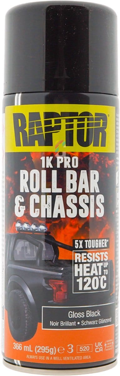 Raptor Roll Bar & Chassis Verf ZWART GLANS spuitbus 400ml