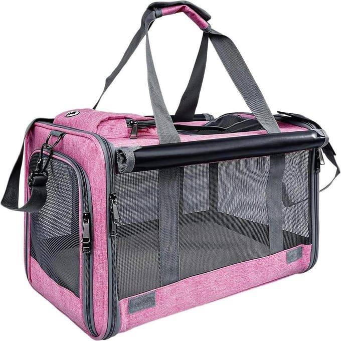 Transporttas Kat - Draagbare Reismand - Veilig Reizen - Optimale Ventilatie - 46 x 30 x 30 cm - Roze