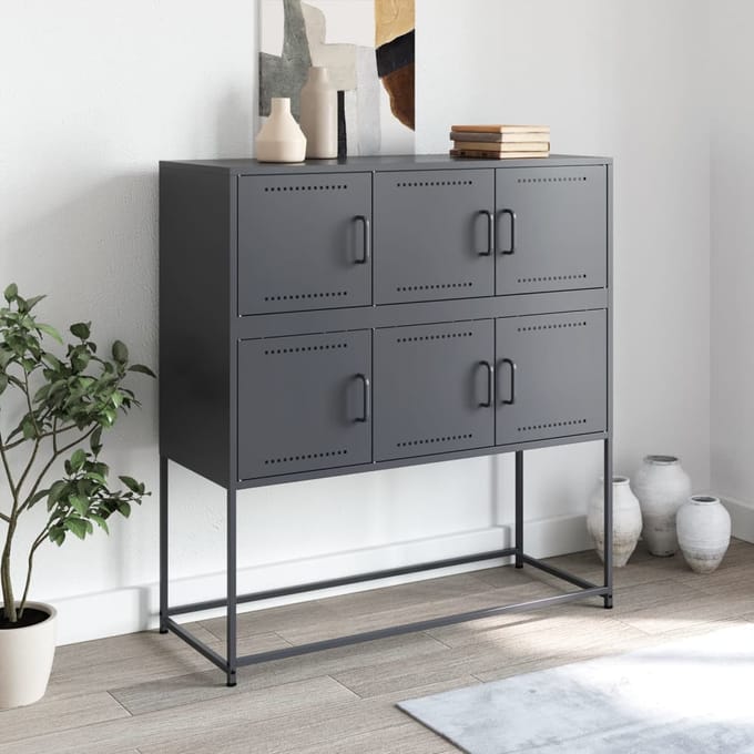 vidaXL - Dressoir - 100,5x39x107 - cm - staal - antracietkleurig