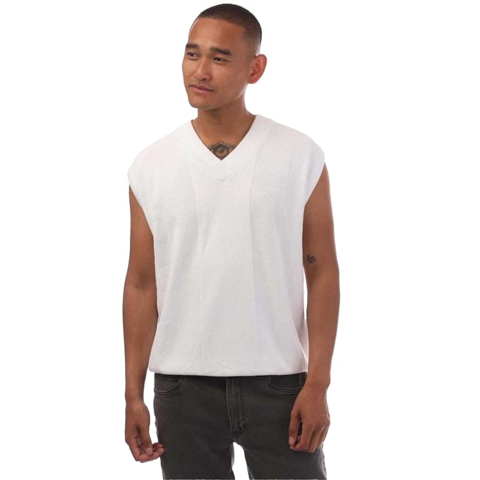 Boss Heren Gebreid Relaxed Fit Sweater Vest (Wit)
