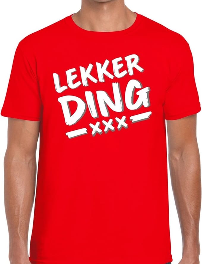 Lekkerding tekst t-shirt rood heren S