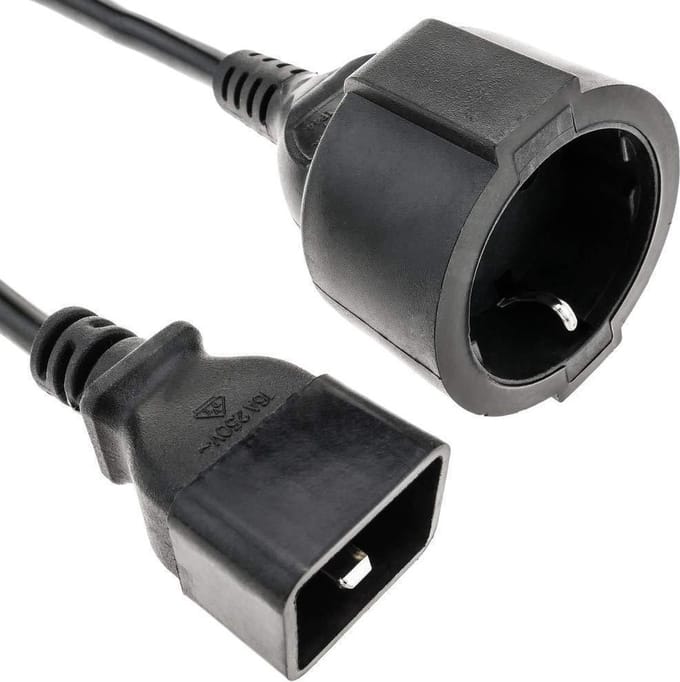 UPS stroomkabel met rechte C19 plug en rechte CEE 7/5 (penaarde) stekker - 3x 1,00mm / zwart - 50 cm