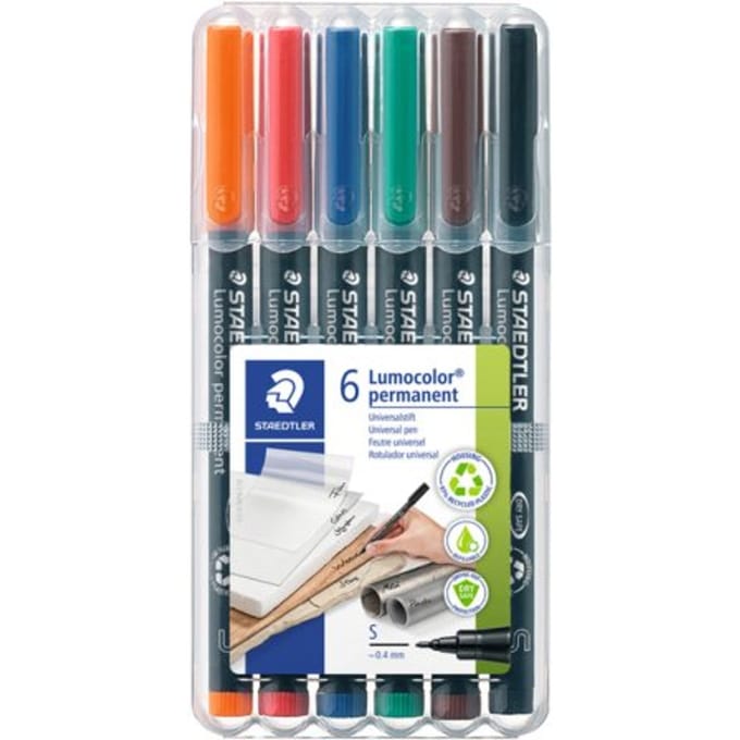 Viltstift Staedtler Lumocolor 313 permanent S set à 6 stuks assorti
