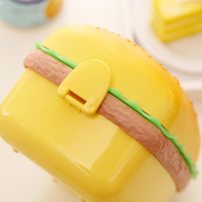 Draagbare nieuwe dubbele hamburger lunchbox schattige hamburger lunchbox lunchbox kinderlunchbox