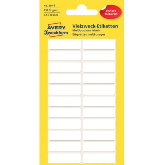 Etiket avery zweckform 3044 32x10mm wit 132 Etiketten