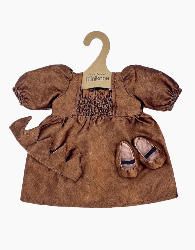 Minikane Poppenkleding Bruine Prinsessenjurk 34 cm