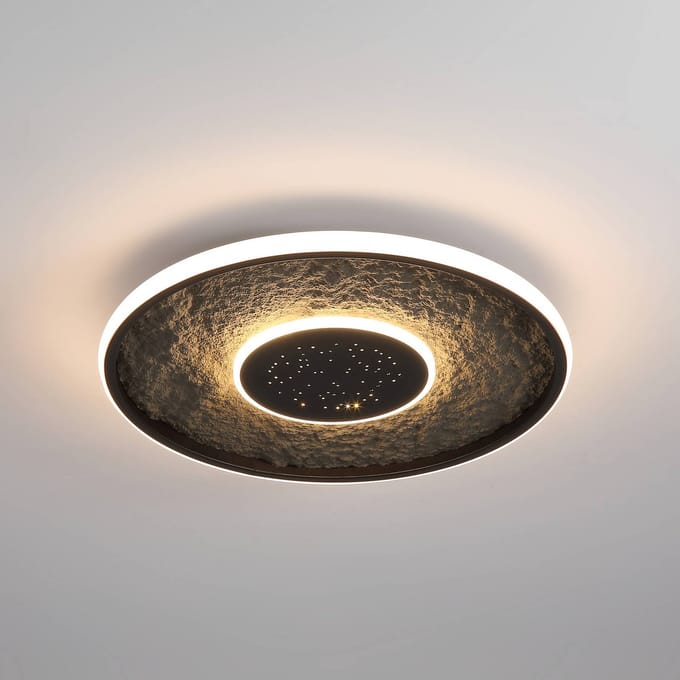 Searchlight LED plafondlamp Lumadisc, sterren-effect, zwart, Ø 41 cm