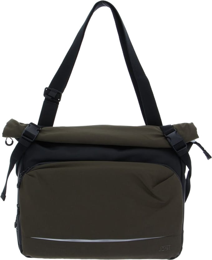 JOST Schoudertas Laptoptas met laptopvak Aalborg Bag Black Olijfgroen