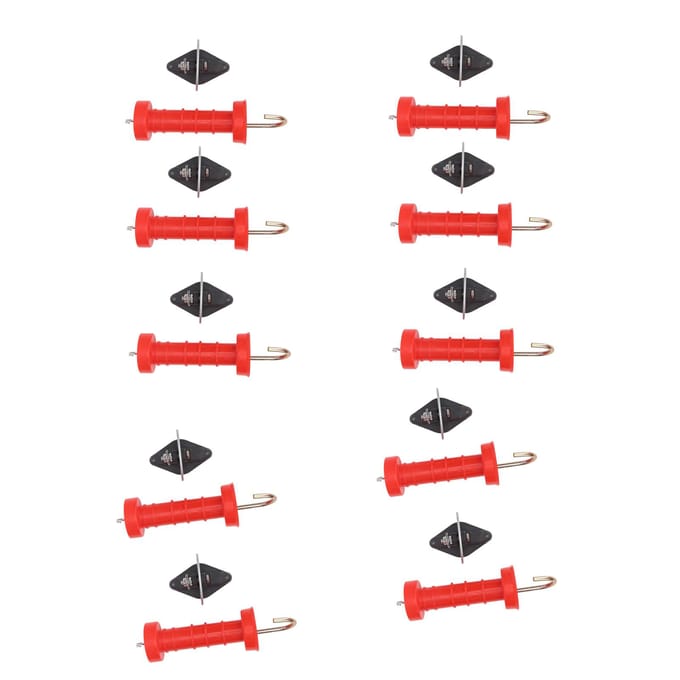 10 stuks Elektrische Hek Poort Handgrepen Rood ABS Hitte Kou Bestendig met 10 stuks Isolators red