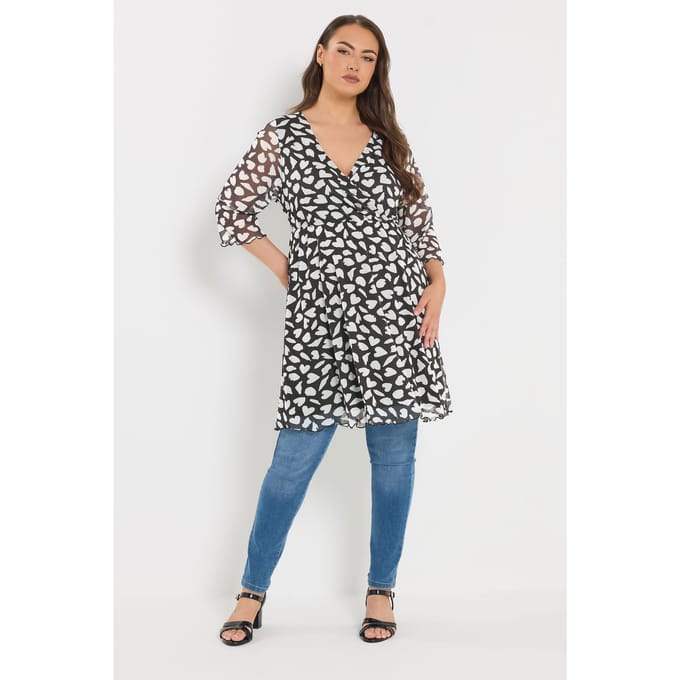 Yours Zwarte Tuniek Met Hartjesmotief Size 46