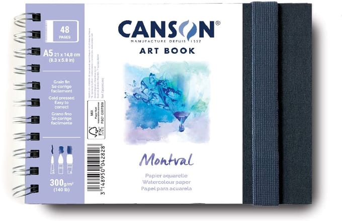CANSON schetsboek ART BOOK Montval A5 dwarsformaat aquarelpapier 300g