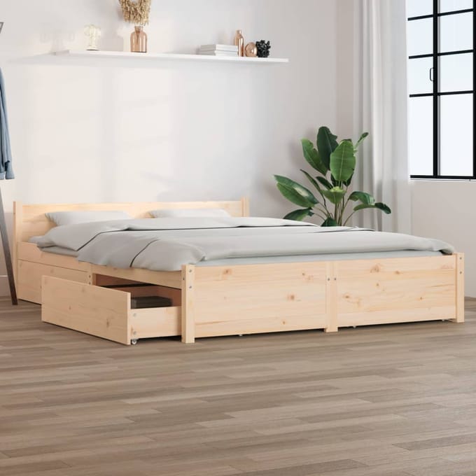 vidaXL - Bedframe - met - lades - 150x200 - cm