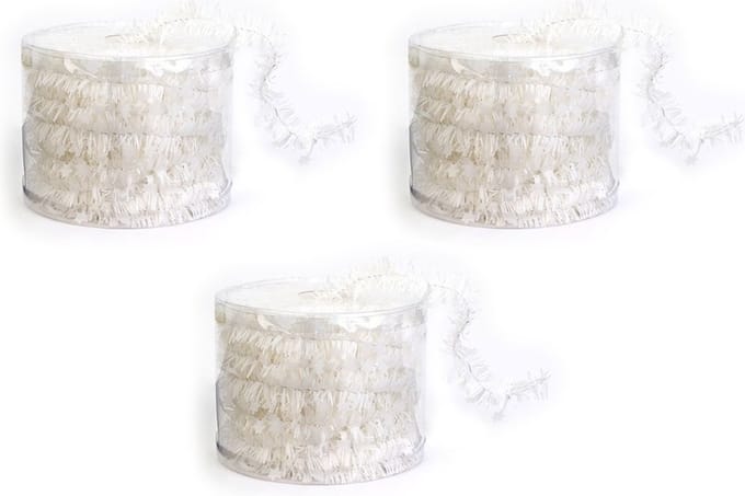 Kerstslinger - 3x - dun - wit - 700 x 3.5 cm - guirlande folie - kerst versiering