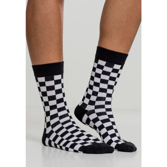 Urban Classics - Checker 2Pack Sokken - 39/42 - Zwart/Wit