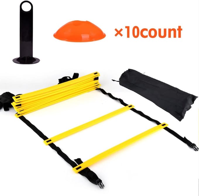 Trainingsladder Set - Agility Ladder - Voetbal Training - 12 Verstelbare Sporten - 6 Meter Lengte - Geel